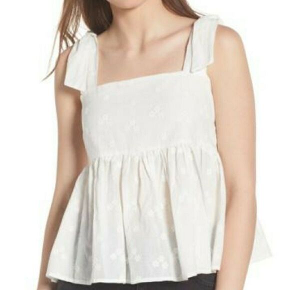 BP white embroidered tie strap peplum tank - Picture 1 of 7